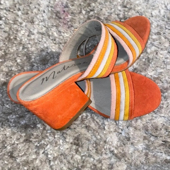 MATISSE Bonita Fire Orange Suede Leather Mules - Picture 4 of 5